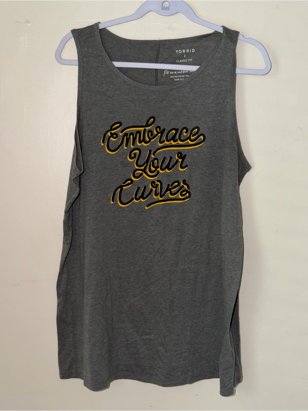 Torrid Gray Tank "Embrace Your Curves"
